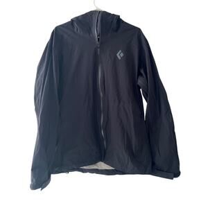 Black Diamond Stormline Stretch Rain Shell Jacket Mens Size L Black Hooded